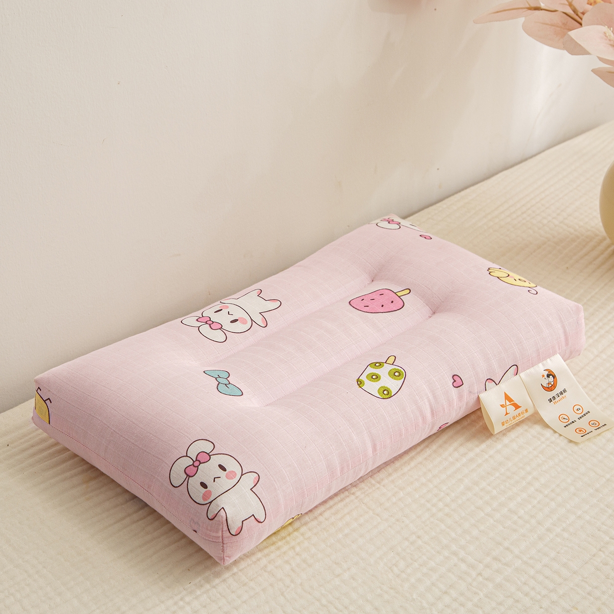 91家纺网 家纺一手货源 找家纺 织布人 2025新款枕芯A类全棉双层纱婴幼儿童枕头午睡枕学生宿舍专用枕芯 A类婴幼儿童枕-小白兔