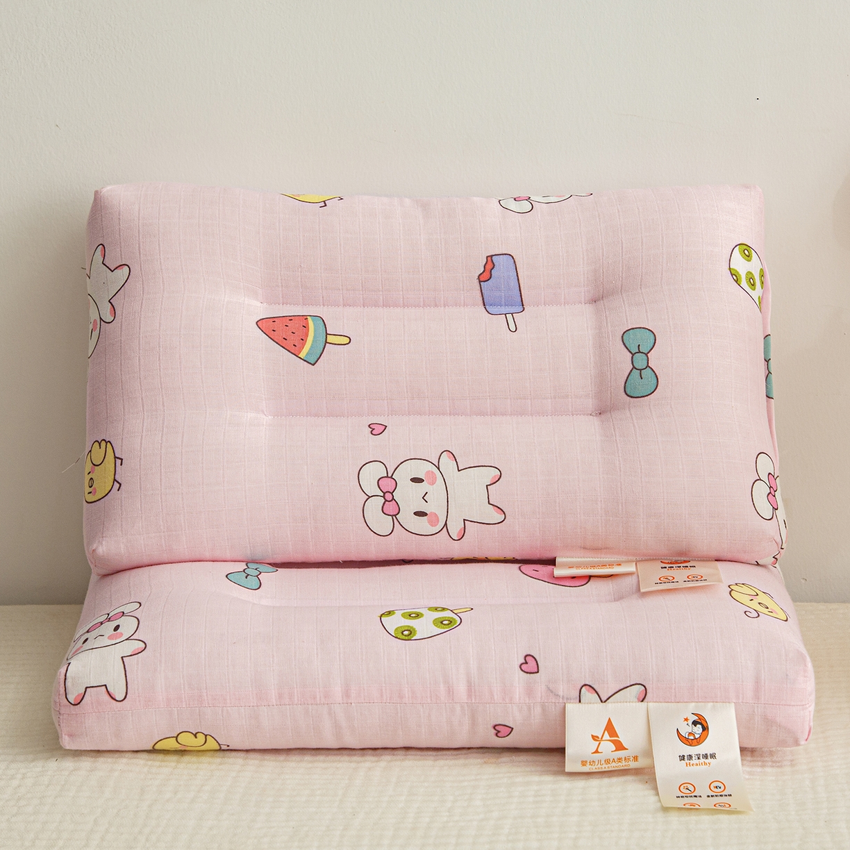 91家纺网 家纺一手货源 找家纺 织布人 2025新款枕芯A类全棉双层纱婴幼儿童枕头午睡枕学生宿舍专用枕芯 A类婴幼儿童枕-小白兔