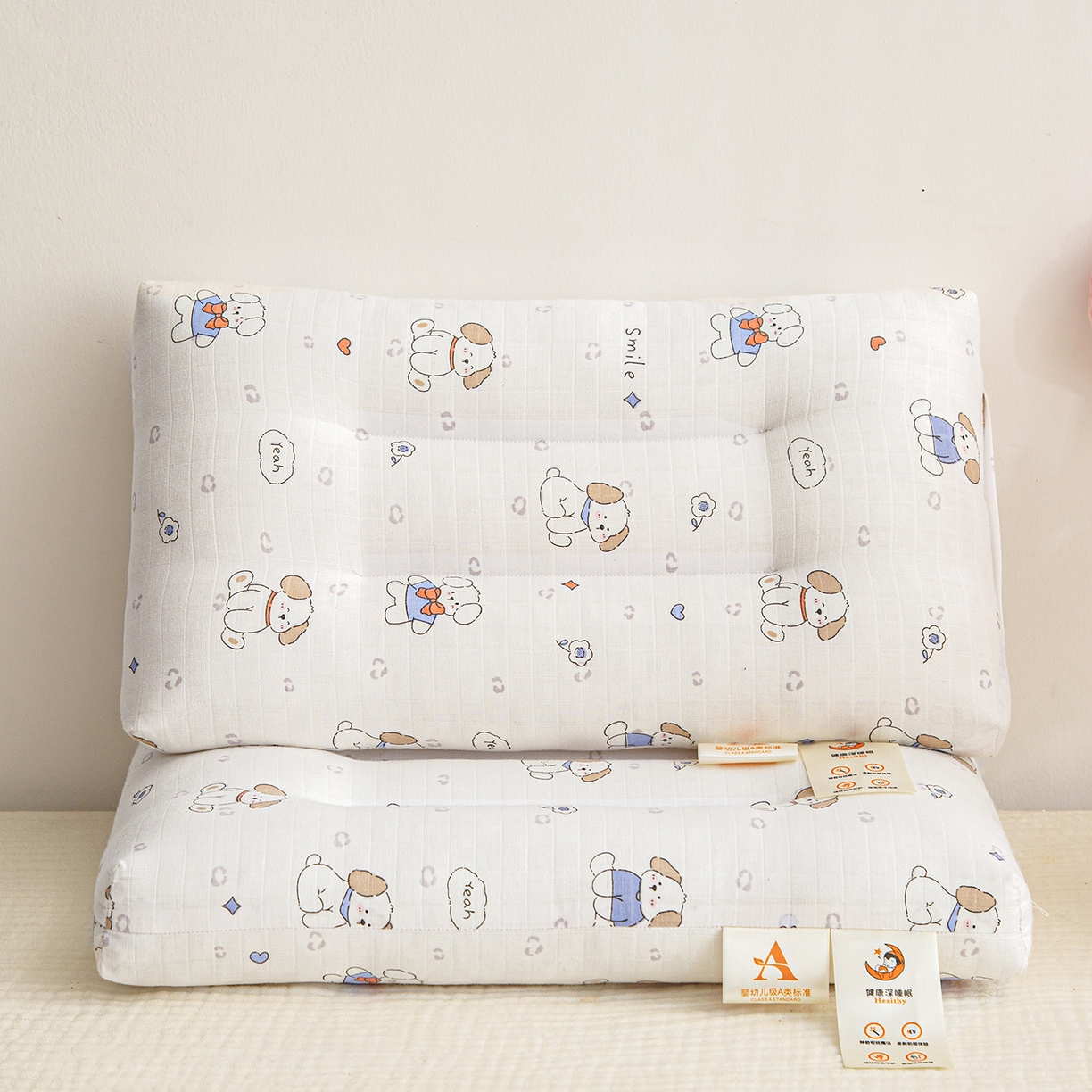 91家纺网 家纺一手货源 找家纺 织布人 2025新款枕芯A类全棉双层纱婴幼儿童枕头午睡枕学生宿舍专用枕芯 A类婴幼儿童枕-萌萌狗