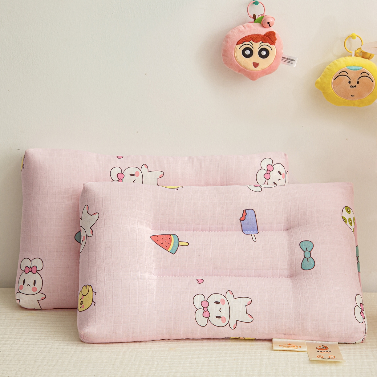 91家纺网 家纺一手货源 找家纺 织布人 2025新款枕芯A类全棉双层纱婴幼儿童枕头午睡枕学生宿舍专用枕芯 A类婴幼儿童枕-小白兔