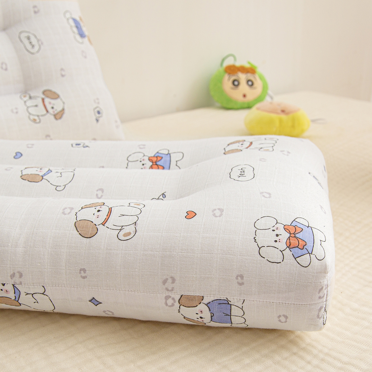 91家纺网 家纺一手货源 找家纺 织布人 2025新款枕芯A类全棉双层纱婴幼儿童枕头午睡枕学生宿舍专用枕芯 A类婴幼儿童枕-萌萌狗