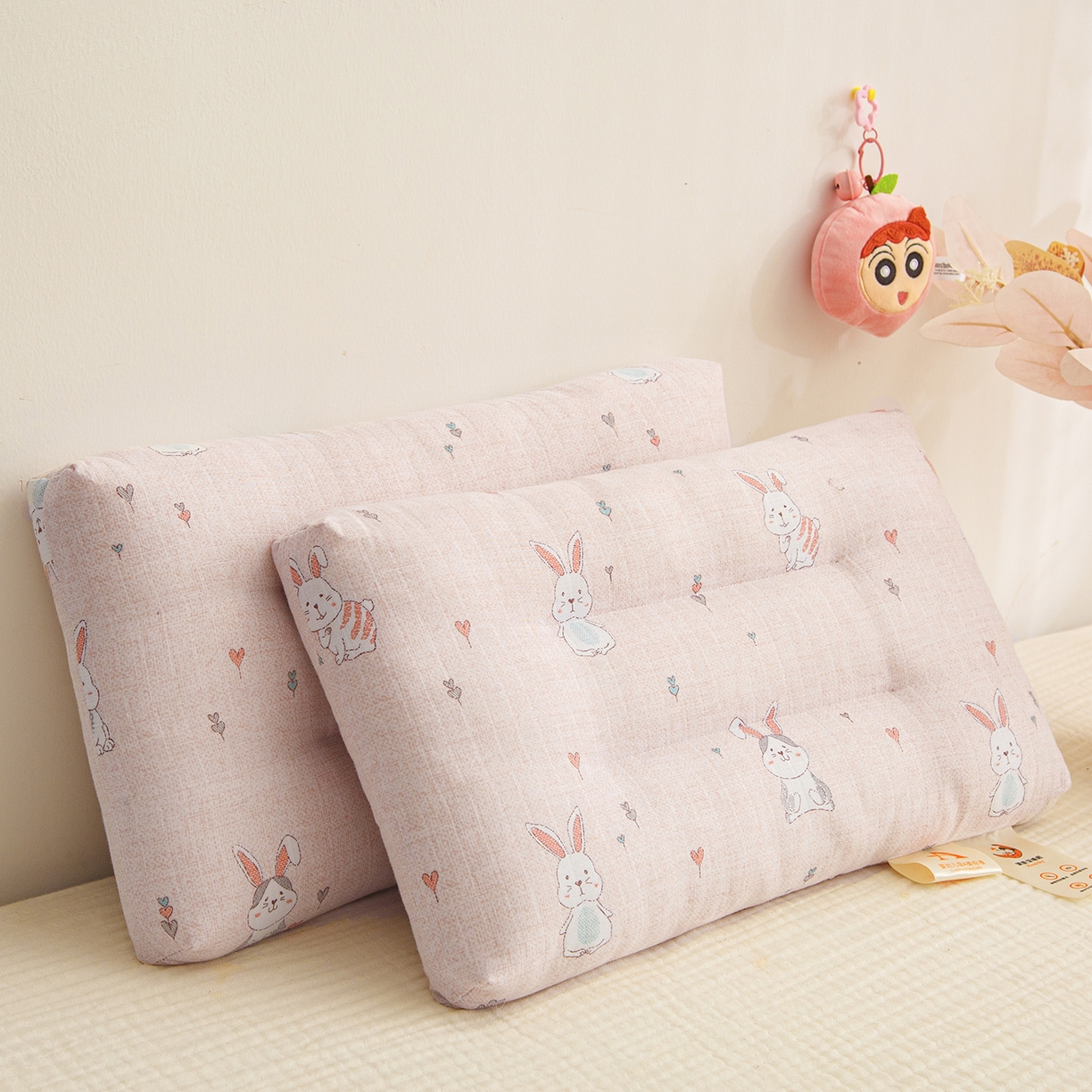 91家纺网 家纺一手货源 找家纺 织布人 2025新款枕芯A类全棉双层纱婴幼儿童枕头午睡枕学生宿舍专用枕芯 A类婴幼儿童枕-爱心小兔