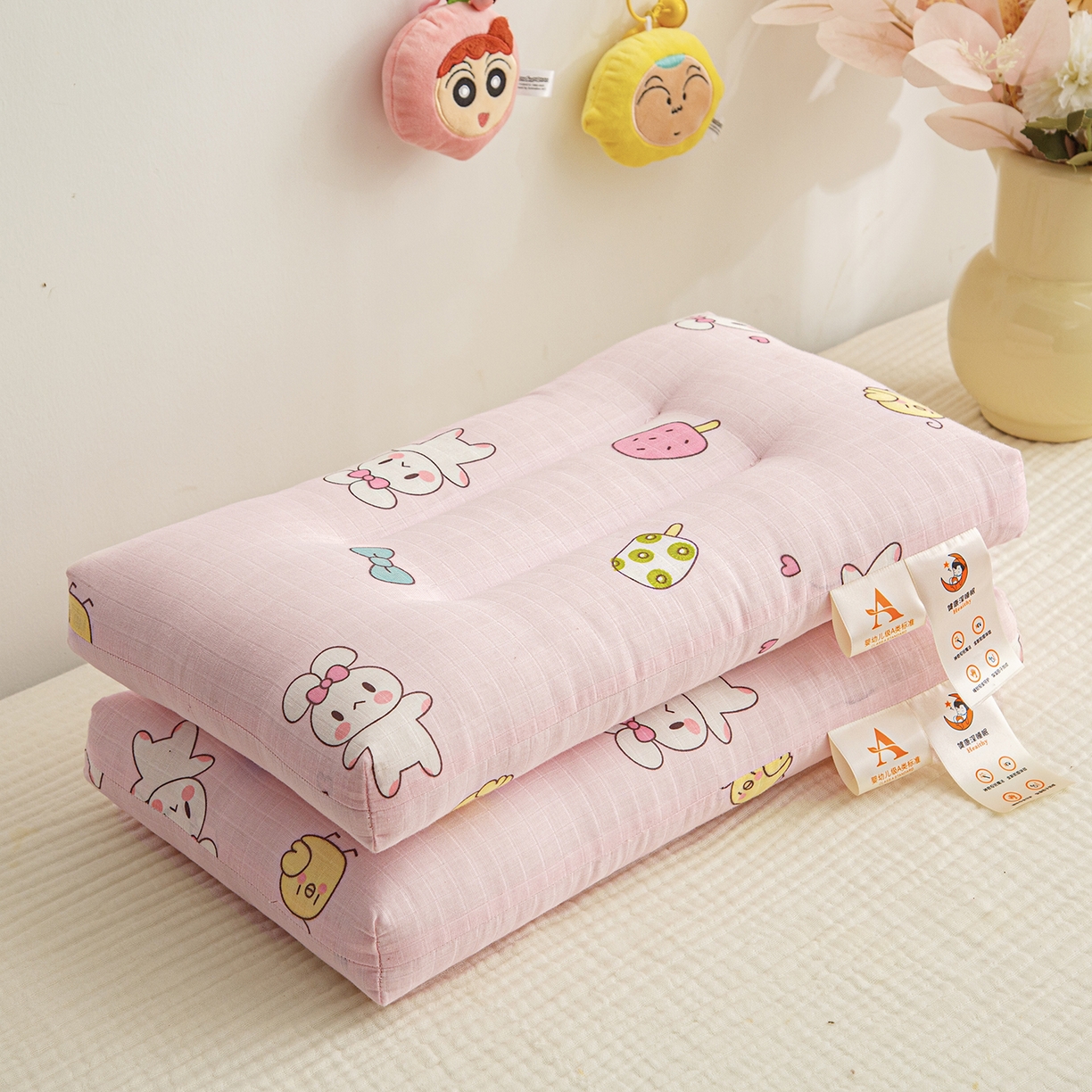 织布人 2025新款枕芯A类全棉双层纱婴幼儿童枕头午睡枕学生宿舍专用枕芯 A类婴幼儿童枕-小白兔