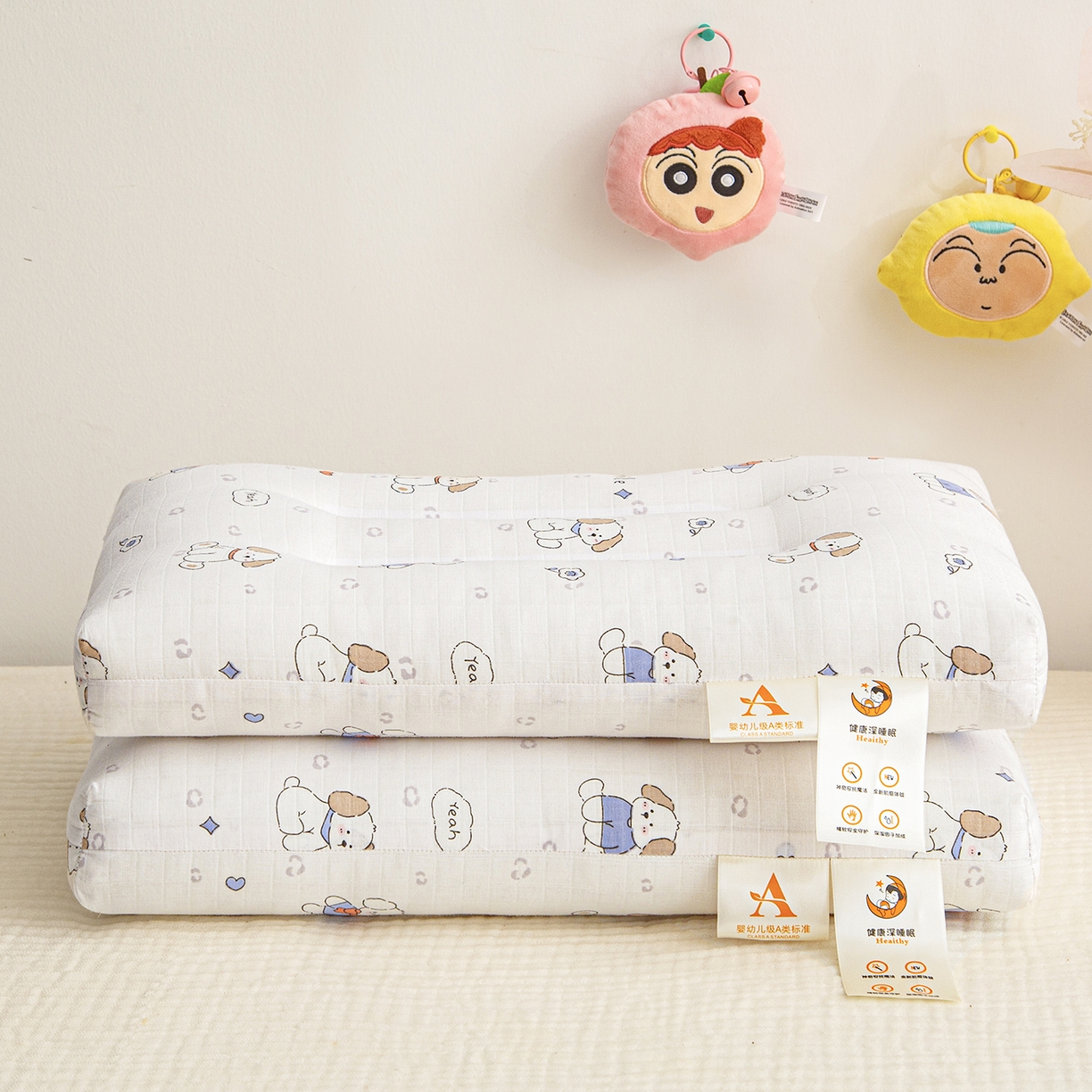 91家纺网 家纺一手货源 找家纺 织布人 2025新款枕芯A类全棉双层纱婴幼儿童枕头午睡枕学生宿舍专用枕芯 A类婴幼儿童枕-萌萌狗