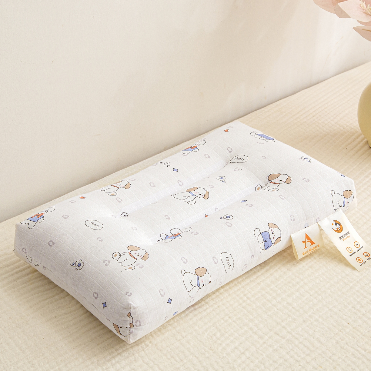 91家纺网 家纺一手货源 找家纺 织布人 2025新款枕芯A类全棉双层纱婴幼儿童枕头午睡枕学生宿舍专用枕芯 A类婴幼儿童枕-萌萌狗