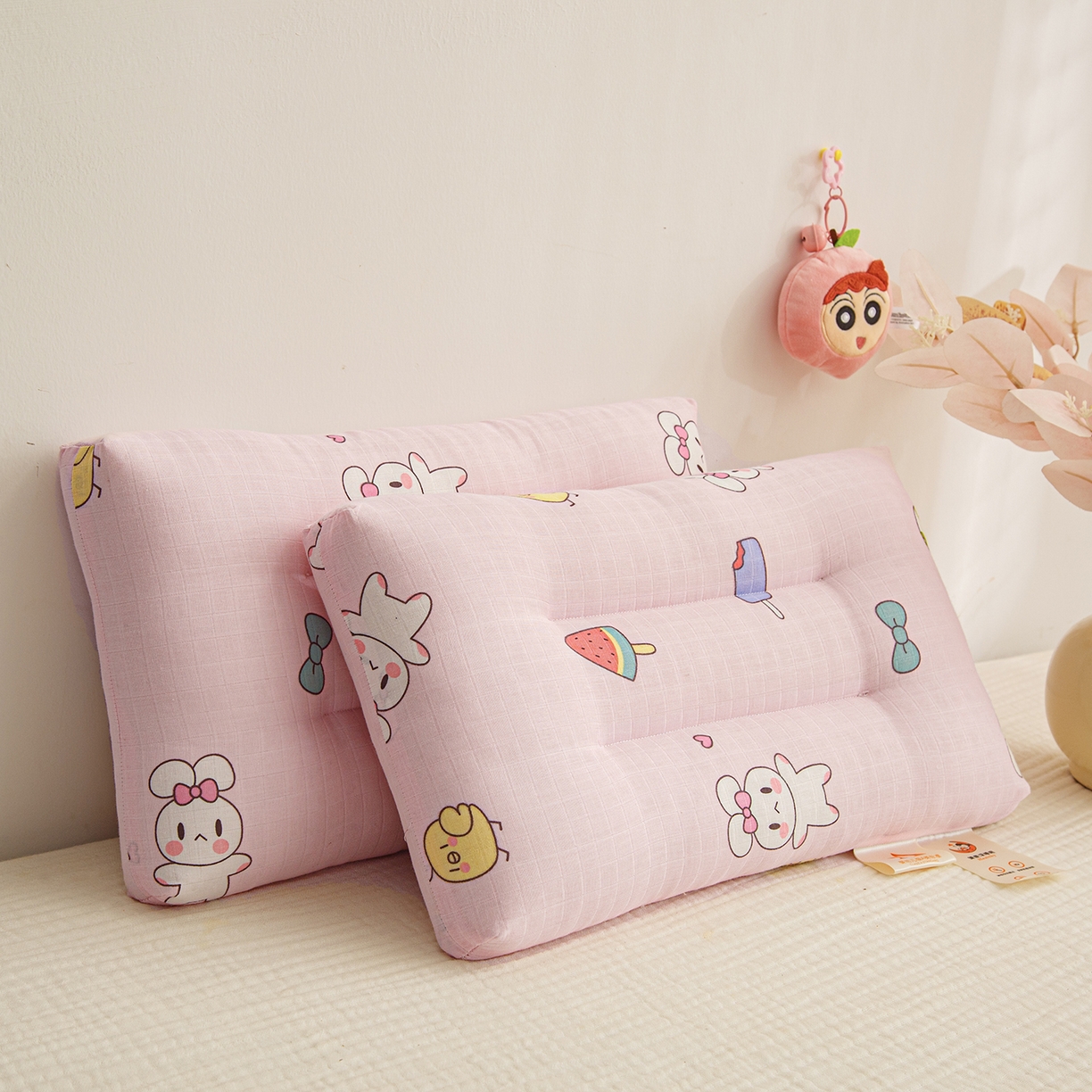 91家纺网 家纺一手货源 找家纺 织布人 2025新款枕芯A类全棉双层纱婴幼儿童枕头午睡枕学生宿舍专用枕芯 A类婴幼儿童枕-小白兔