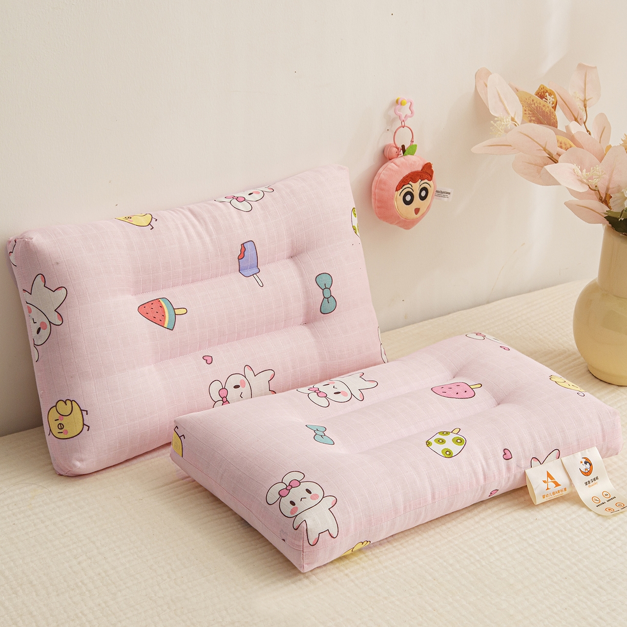 91家纺网 家纺一手货源 找家纺 织布人 2025新款枕芯A类全棉双层纱婴幼儿童枕头午睡枕学生宿舍专用枕芯 A类婴幼儿童枕-小白兔