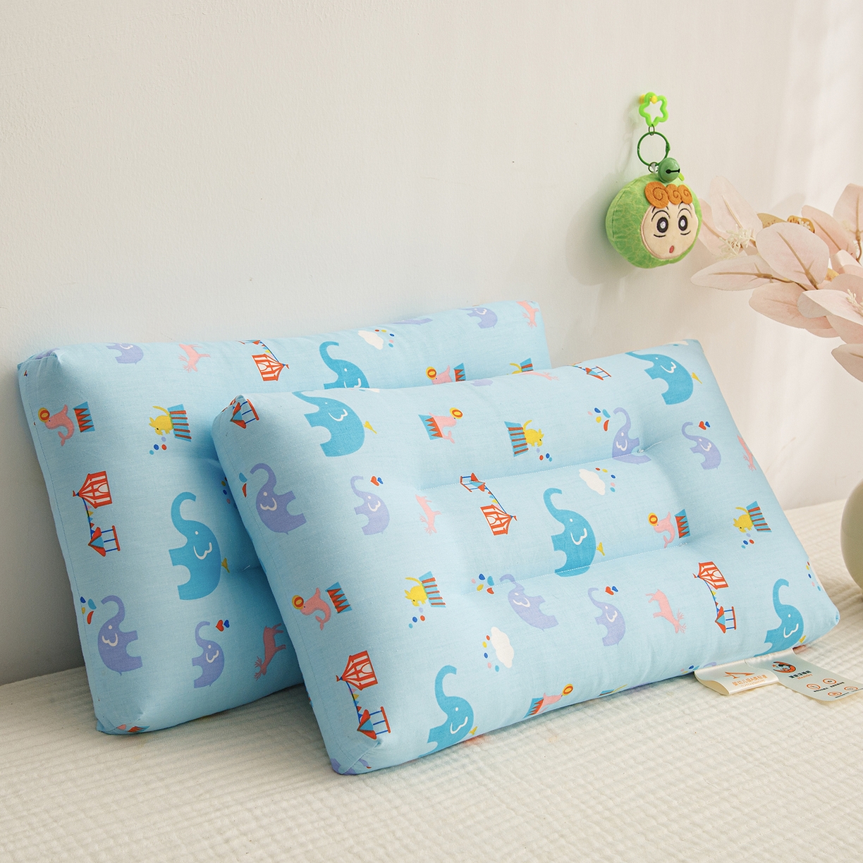 91家纺网 家纺一手货源 找家纺 织布人 2025新款枕芯A类全棉双层纱婴幼儿童枕头午睡枕学生宿舍专用枕芯 A类婴幼儿童枕-小象