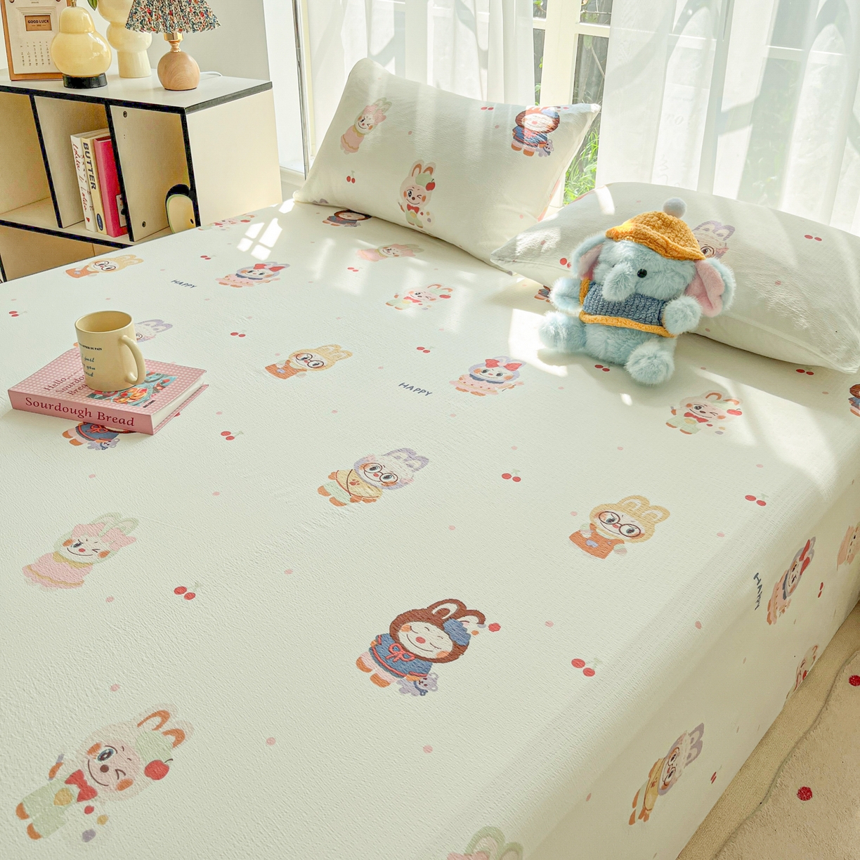 91家纺网 家纺一手货源 找家纺 （总）韩巢家纺 2025新款双层纱儿童卡通风床单寝室单人学生宿舍单床单床单单件单品床单