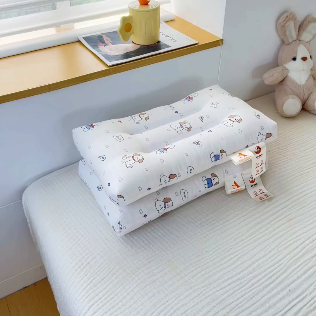 91家纺网 家纺一手货源 找家纺 织布人 2025新款枕芯A类全棉双层纱婴幼儿童枕头午睡枕学生宿舍专用枕芯 A类婴幼儿童枕-萌萌狗