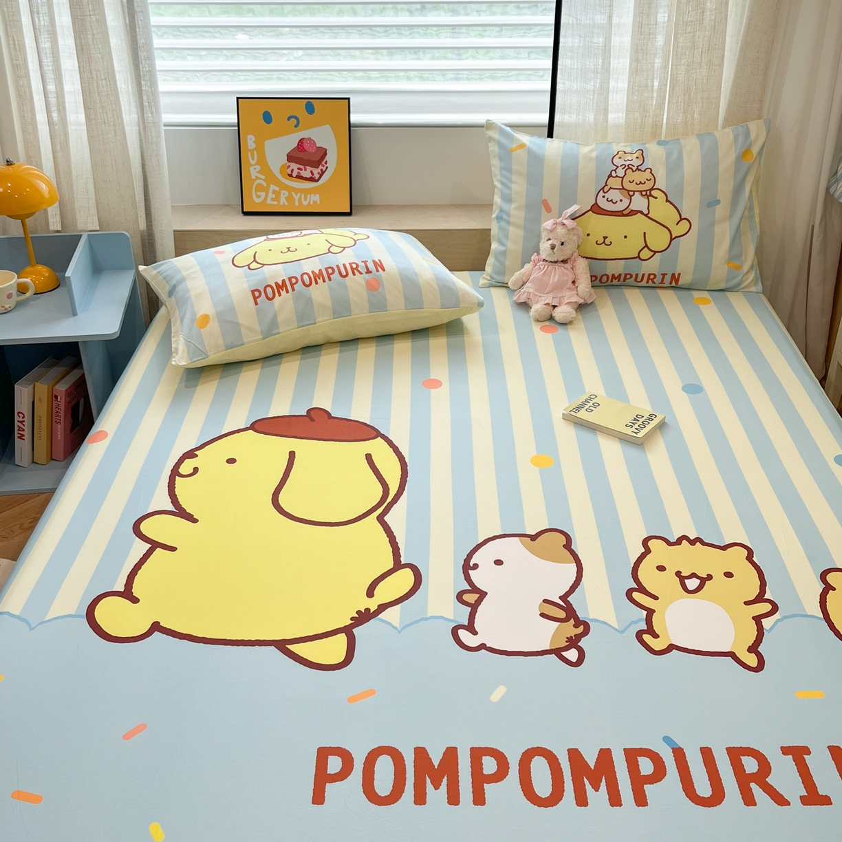 91家纺网 家纺一手货源 找家纺 金爱家 2025新款三丽鸥全棉床笠 单品纯棉-布丁狗伙伴