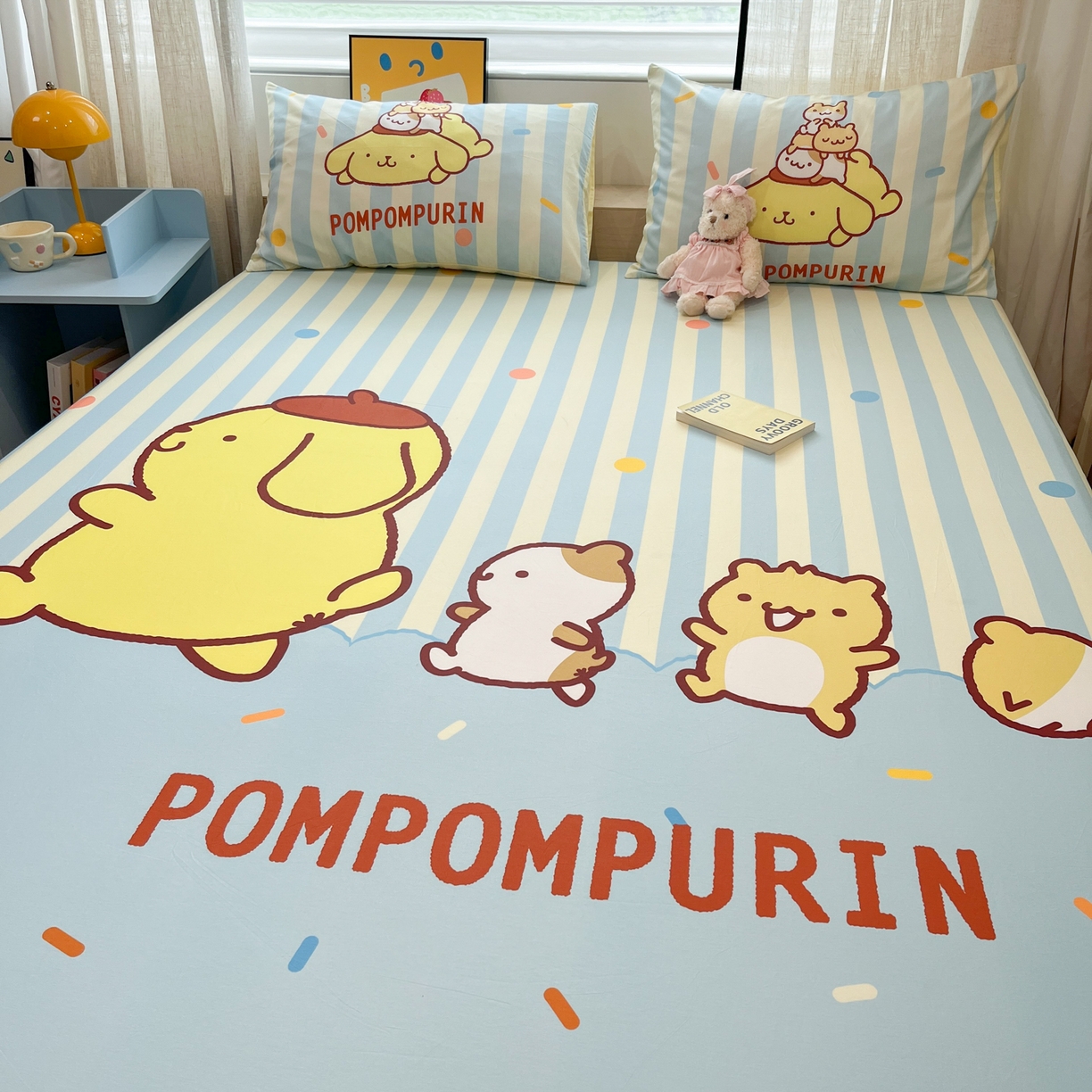 91家纺网 家纺一手货源 找家纺 金爱家 2025新款三丽鸥全棉床笠 单品纯棉-布丁狗伙伴