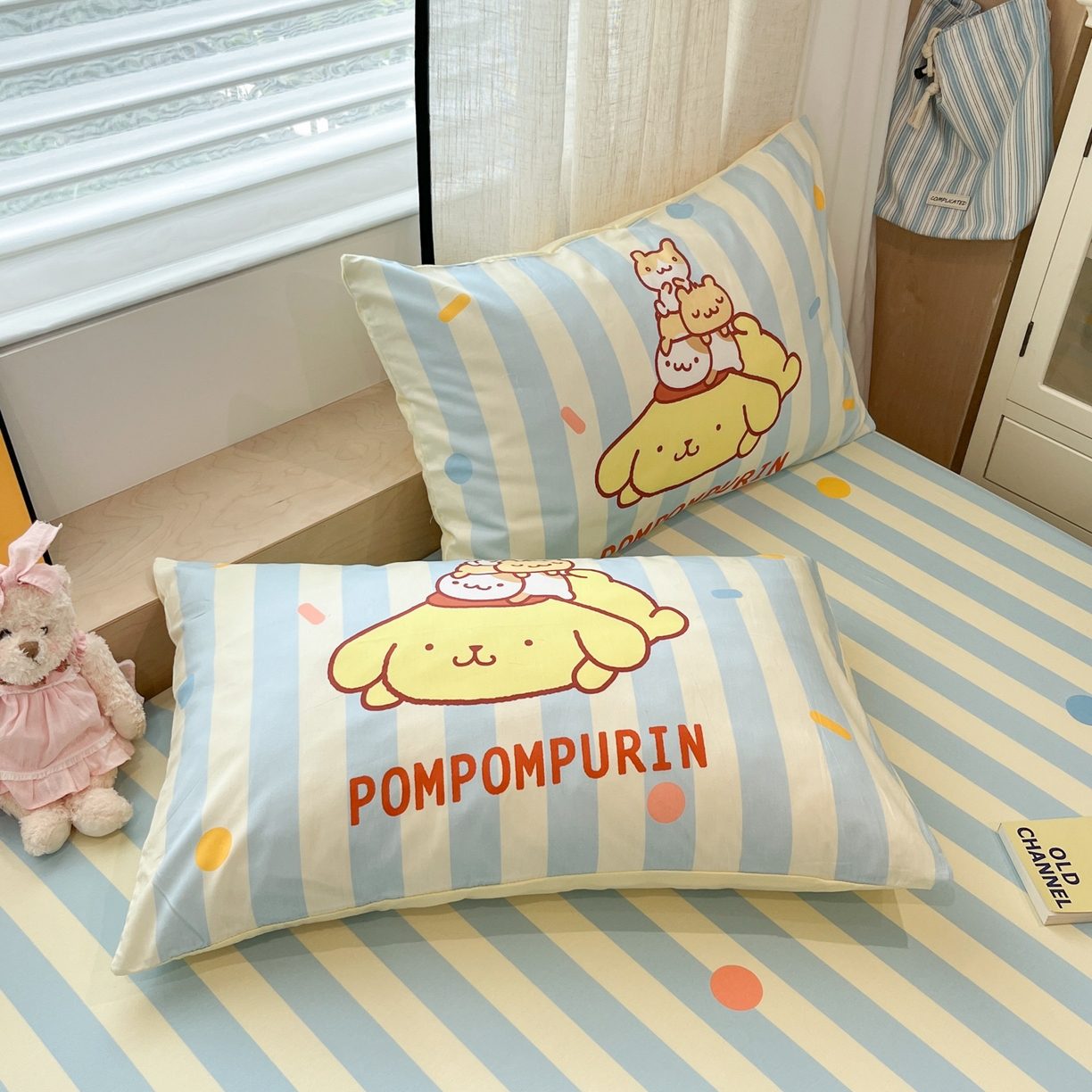 91家纺网 家纺一手货源 找家纺 金爱家 2025新款三丽鸥全棉床笠 单品纯棉-布丁狗伙伴