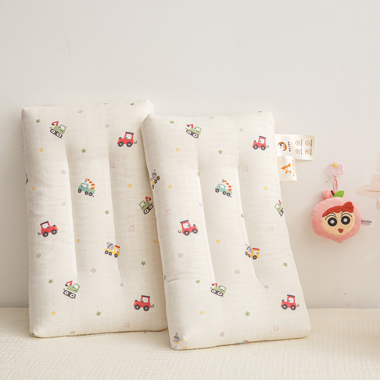 91家纺网 家纺一手货源 找家纺 织布人 2025新款枕芯A类全棉双层纱婴幼儿童枕头午睡枕学生宿舍专用枕芯 A类婴幼儿童枕-挖机