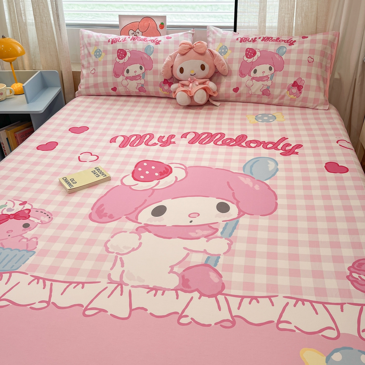 91家纺网 家纺一手货源 找家纺 金爱家 2025新款三丽鸥全棉床笠 单品纯棉-星戴美乐蒂