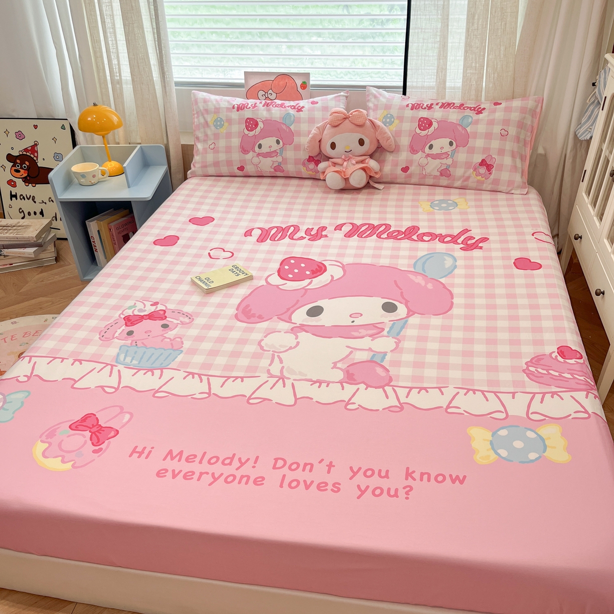 91家纺网 家纺一手货源 找家纺 金爱家 2025新款三丽鸥全棉床笠 单品纯棉-星戴美乐蒂