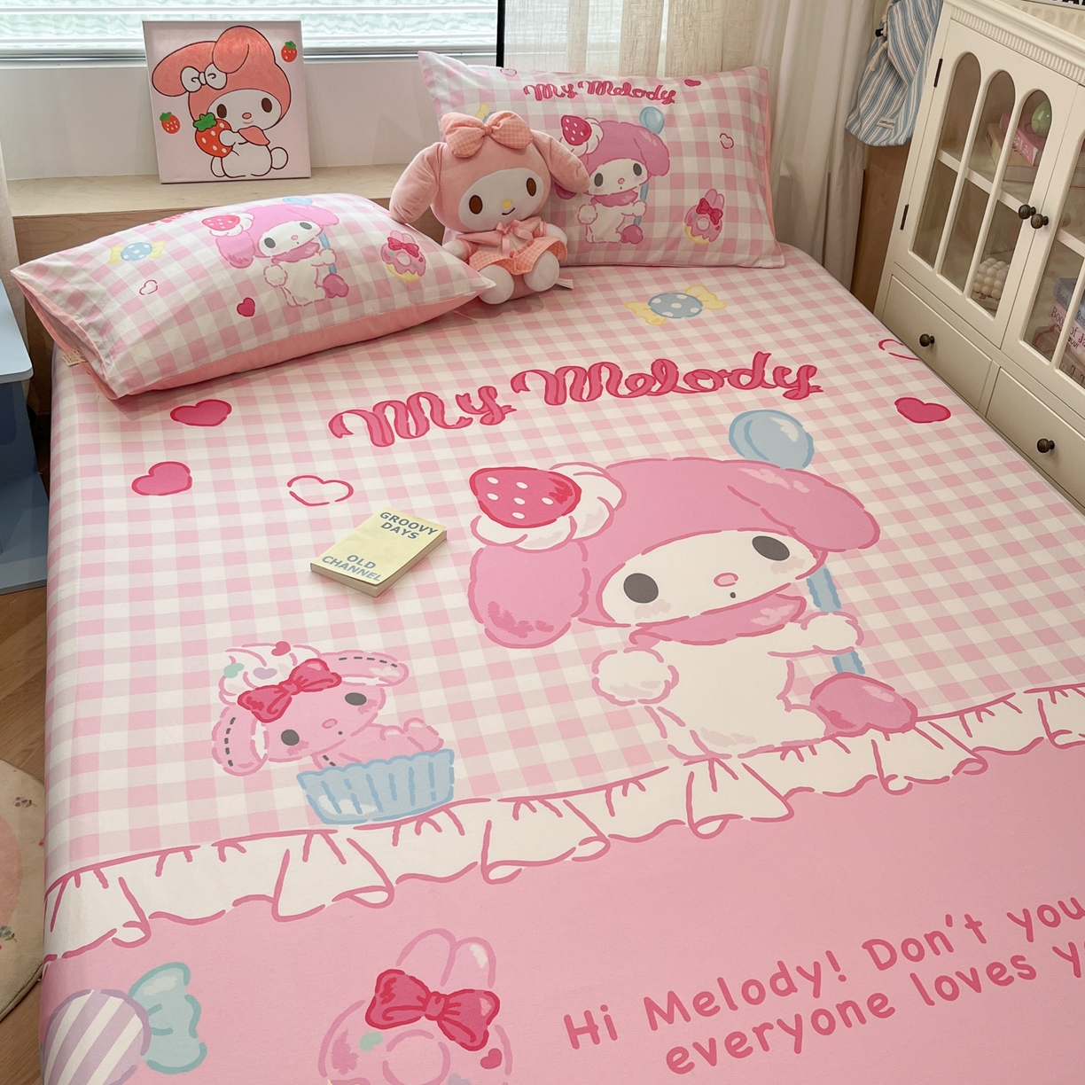 91家纺网 家纺一手货源 找家纺 金爱家 2025新款三丽鸥全棉床笠 单品纯棉-星戴美乐蒂