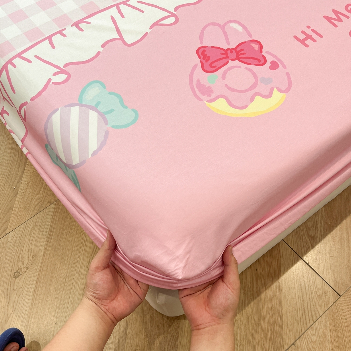 91家纺网 家纺一手货源 找家纺 金爱家 2025新款三丽鸥全棉床笠 单品纯棉-星戴美乐蒂