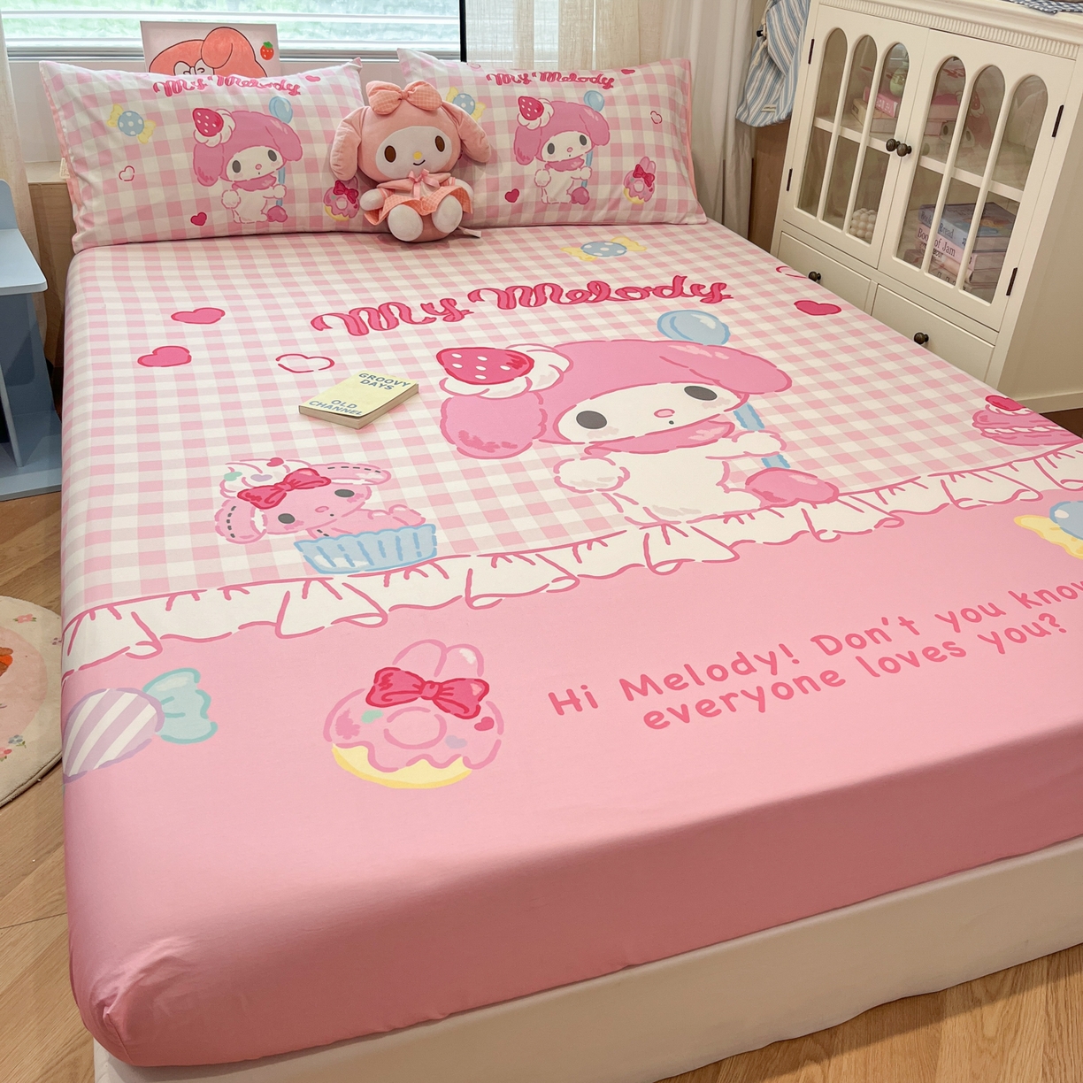 91家纺网 家纺一手货源 找家纺 金爱家 2025新款三丽鸥全棉床笠 单品纯棉-星戴美乐蒂