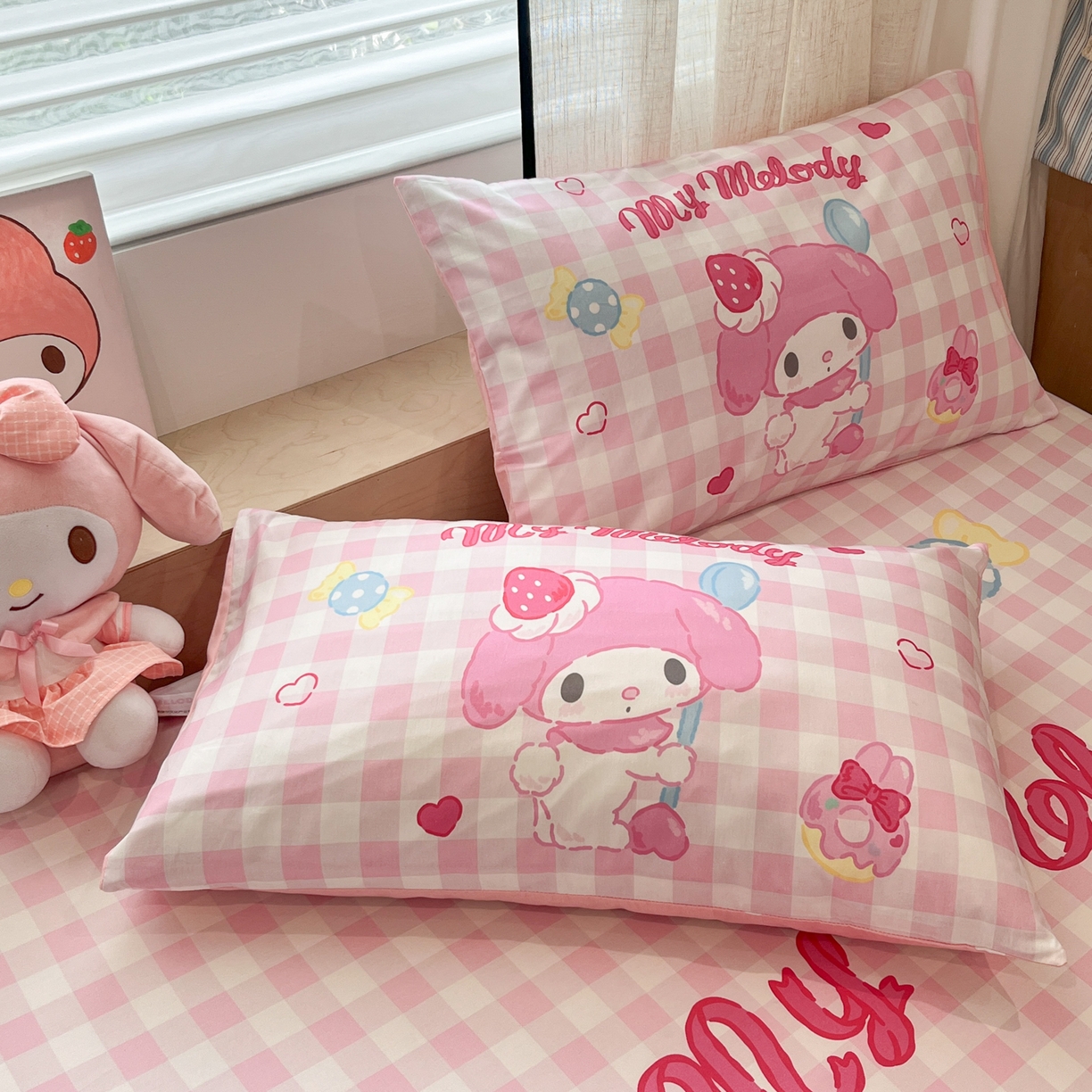 91家纺网 家纺一手货源 找家纺 金爱家 2025新款三丽鸥全棉床笠 单品纯棉-星戴美乐蒂