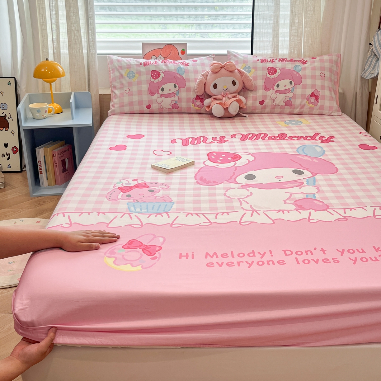 91家纺网 家纺一手货源 找家纺 金爱家 2025新款三丽鸥全棉床笠 单品纯棉-星戴美乐蒂