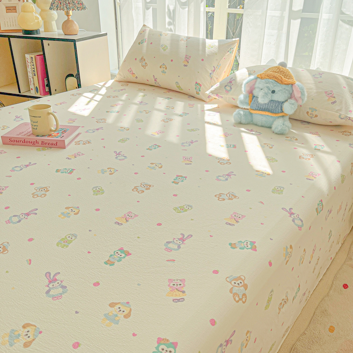 91家纺网 家纺一手货源 找家纺 韩巢家纺 2025新款双层纱儿童卡通风床单寝室单人学生宿舍单床单床单单件单品床单 七宝