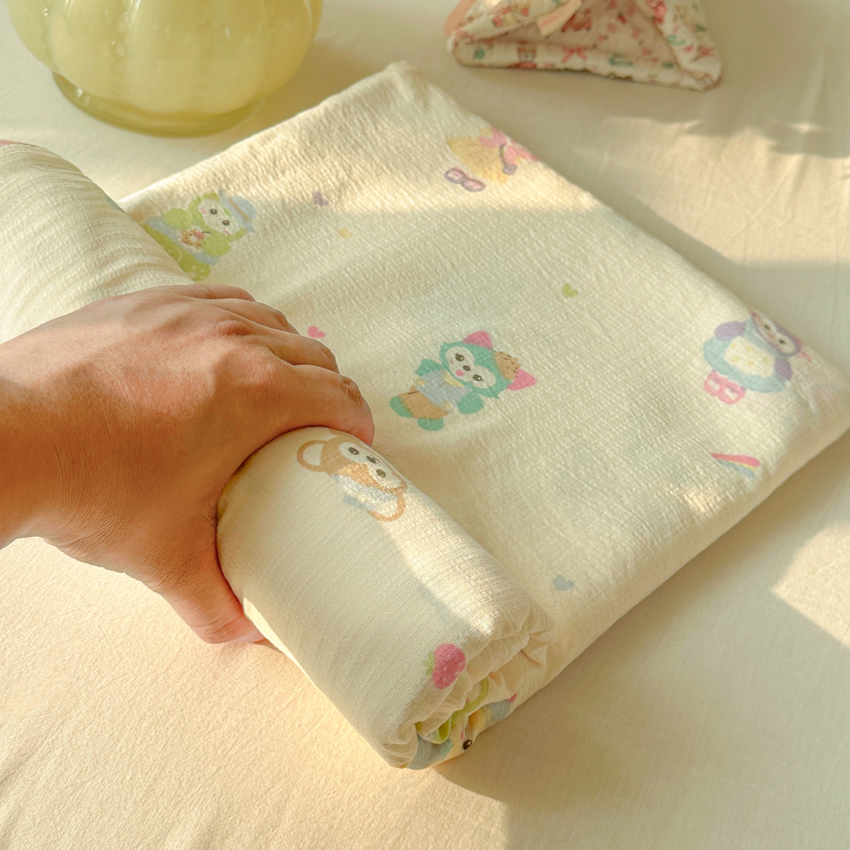 91家纺网 家纺一手货源 找家纺 韩巢家纺 2025新款双层纱儿童卡通风床单寝室单人学生宿舍单床单床单单件单品床单 七宝