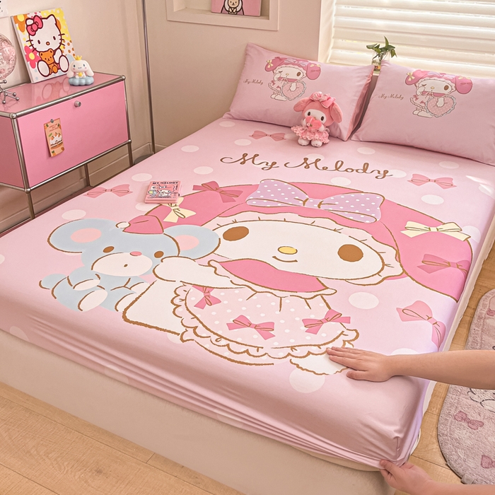 91家纺网 家纺一手货源 找家纺 金爱家 2025新款三丽鸥全棉床笠 棉单品-公主美乐蒂