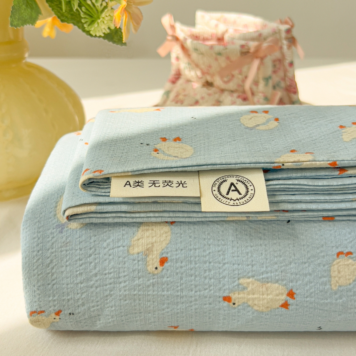 韩巢家纺 2025新款双层纱儿童卡通风床单寝室单人学生宿舍单床单床单单件单品床单 向天歌大鹅