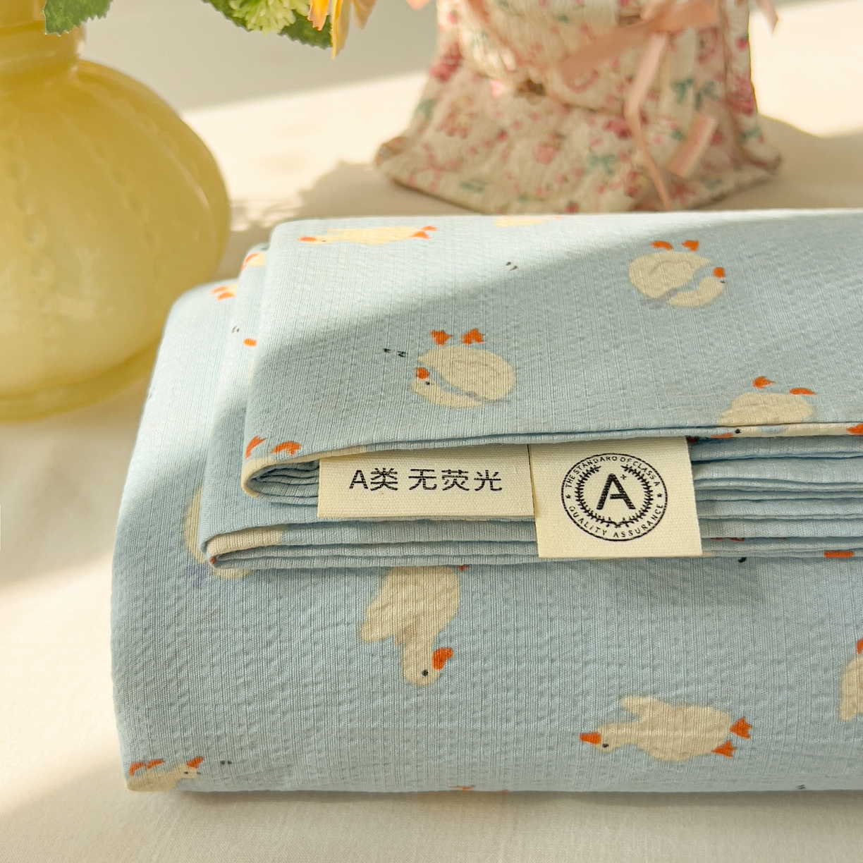 91家纺网 家纺一手货源 找家纺 韩巢家纺 2025新款双层纱儿童卡通风床单寝室单人学生宿舍单床单床单单件单品床单 向天歌大鹅