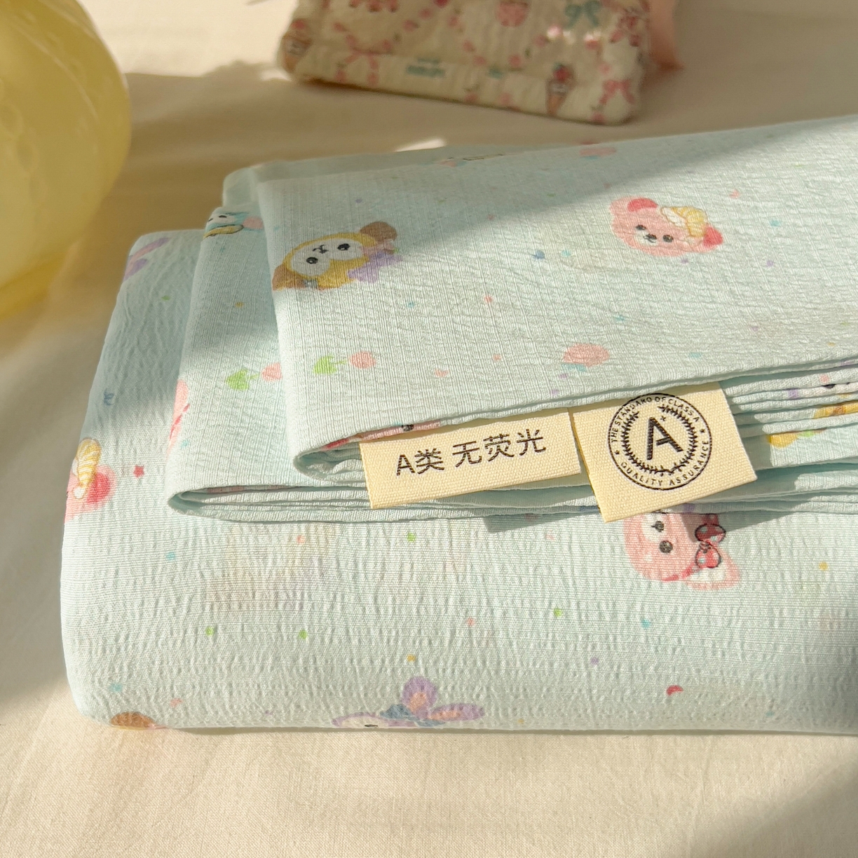 91家纺网 家纺一手货源 找家纺 韩巢家纺 2025新款双层纱儿童卡通风床单寝室单人学生宿舍单床单床单单件单品床单 绒毛摇滚