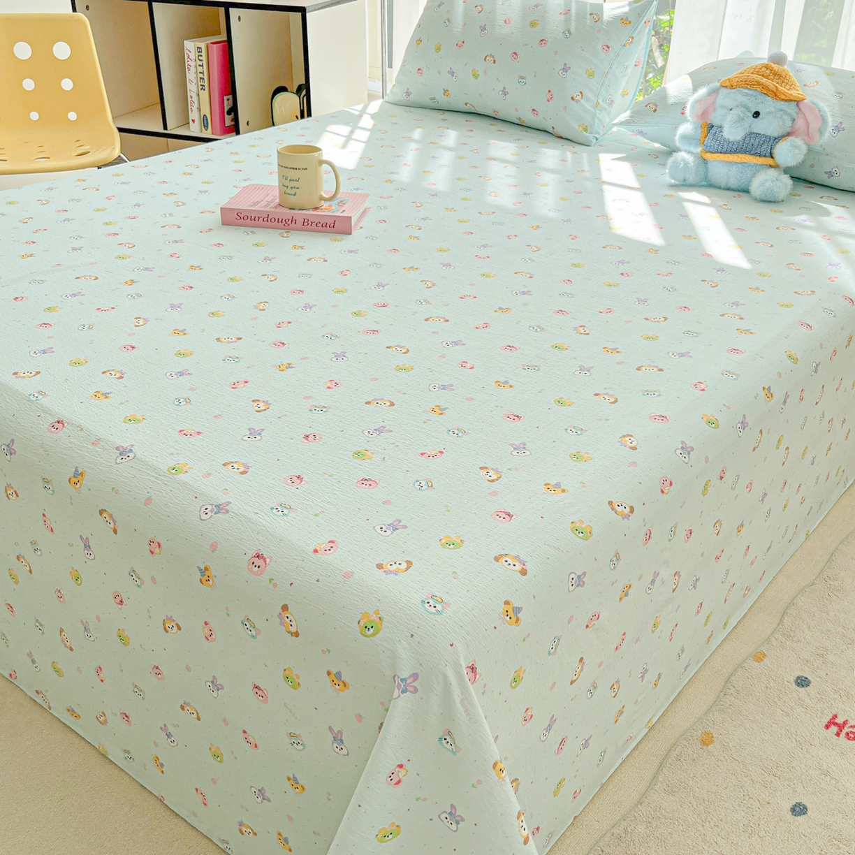 91家纺网 家纺一手货源 找家纺 韩巢家纺 2025新款双层纱儿童卡通风床单寝室单人学生宿舍单床单床单单件单品床单 绒毛摇滚