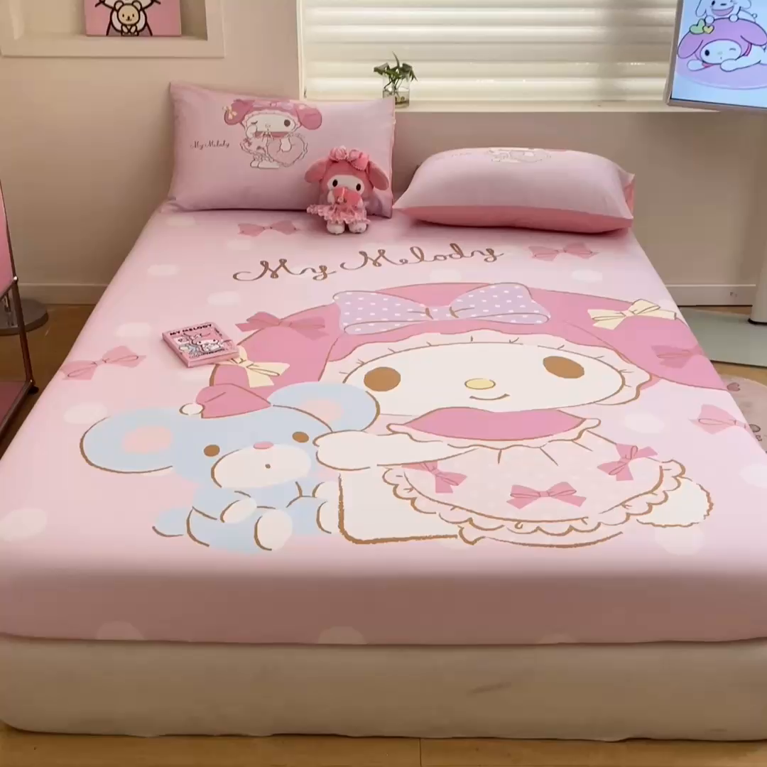 91家纺网 家纺一手货源 找家纺 金爱家 2025新款三丽鸥全棉床笠 棉单品-公主美乐蒂