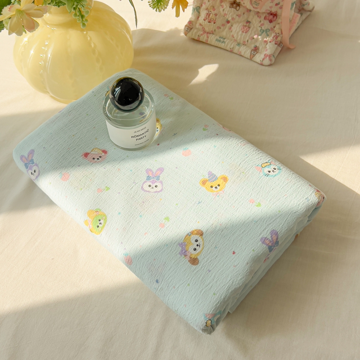 91家纺网 家纺一手货源 找家纺 韩巢家纺 2025新款双层纱儿童卡通风床单寝室单人学生宿舍单床单床单单件单品床单 绒毛摇滚