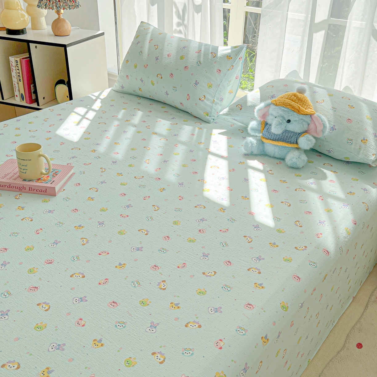 91家纺网 家纺一手货源 找家纺 韩巢家纺 2025新款双层纱儿童卡通风床单寝室单人学生宿舍单床单床单单件单品床单 绒毛摇滚