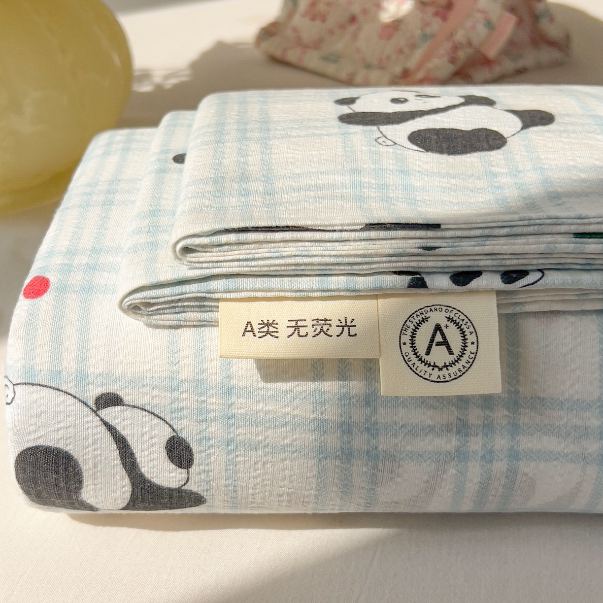 91家纺网 家纺一手货源 找家纺 韩巢家纺 2025新款双层纱儿童卡通风床单寝室单人学生宿舍单床单床单单件单品床单 软软熊猫