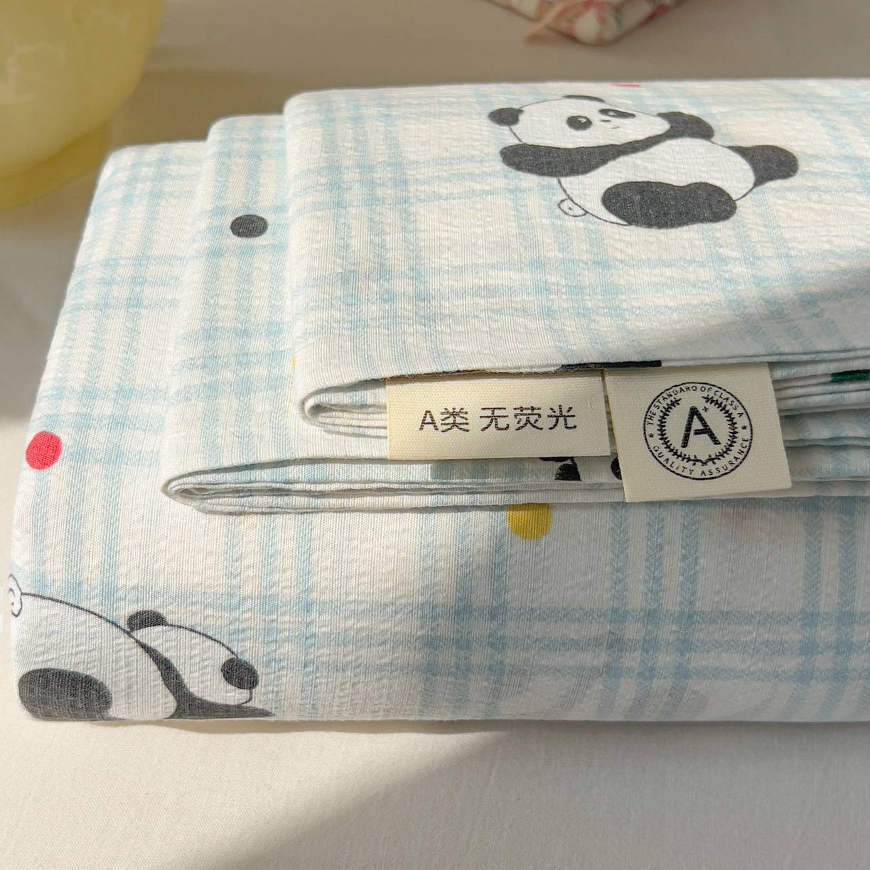 91家纺网 家纺一手货源 找家纺 韩巢家纺 2025新款双层纱儿童卡通风床单寝室单人学生宿舍单床单床单单件单品床单 软软熊猫