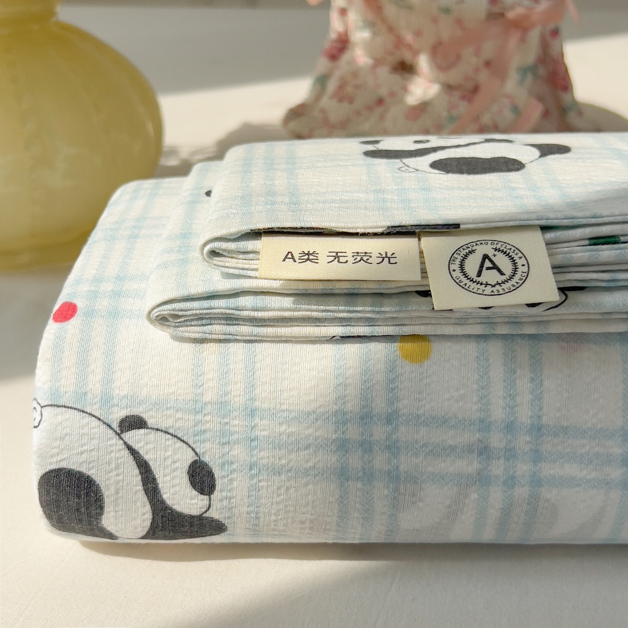 韩巢家纺 2025新款双层纱儿童卡通风床单寝室单人学生宿舍单床单床单单件单品床单 软软熊猫