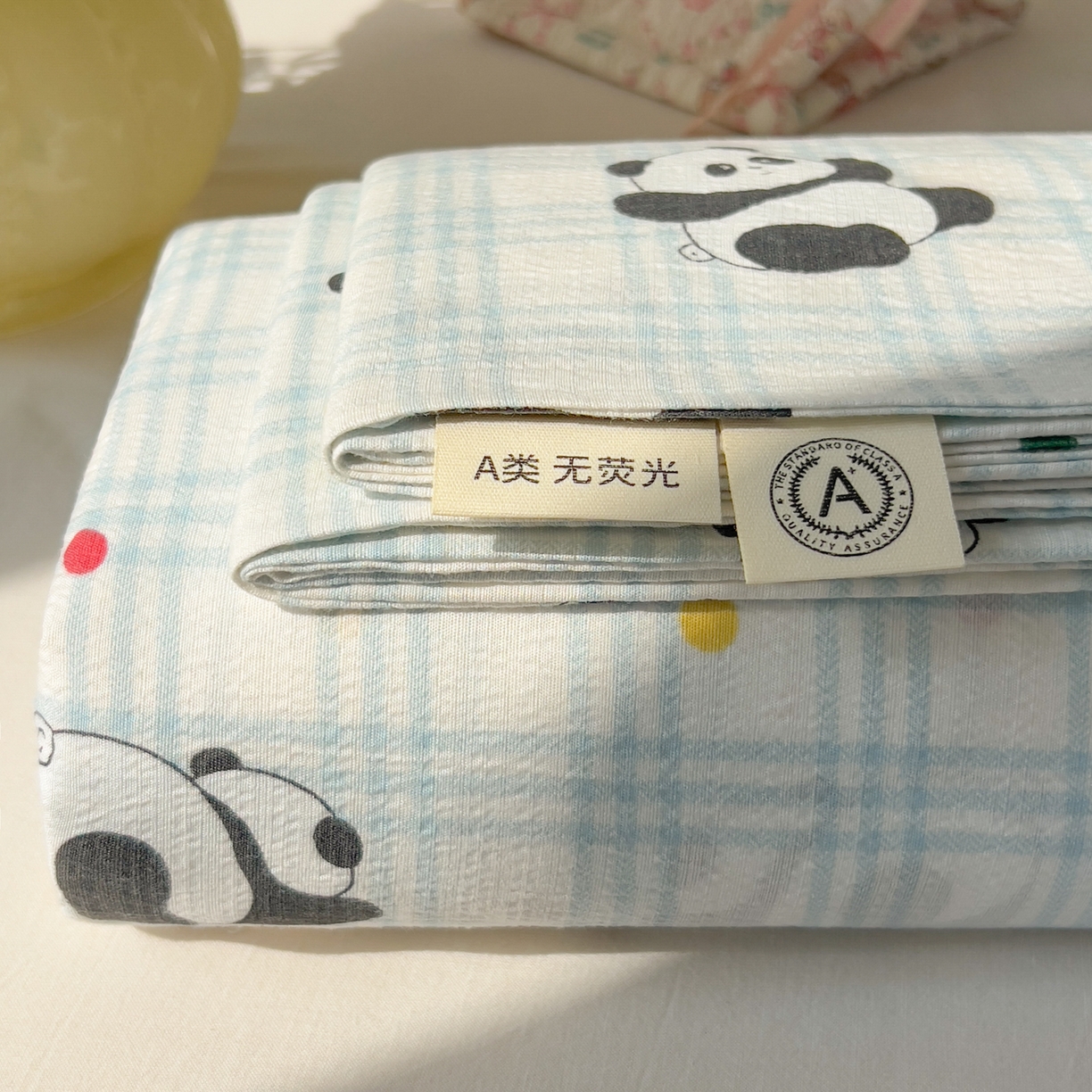 91家纺网 家纺一手货源 找家纺 韩巢家纺 2025新款双层纱儿童卡通风床单寝室单人学生宿舍单床单床单单件单品床单 软软熊猫