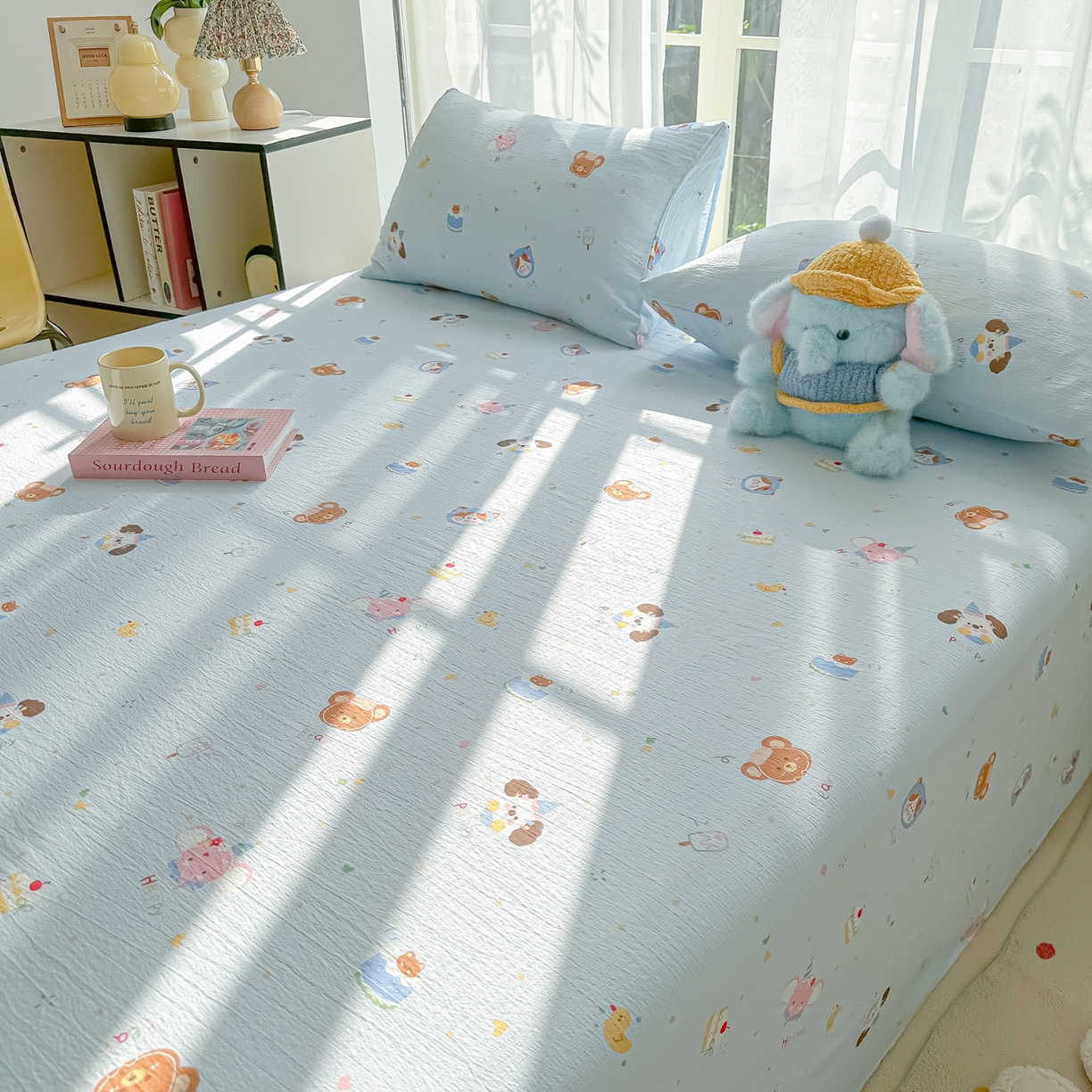 91家纺网 家纺一手货源 找家纺 韩巢家纺 2025新款双层纱儿童卡通风床单寝室单人学生宿舍单床单床单单件单品床单 生日宴会兰