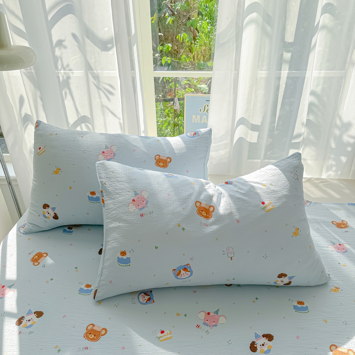 91家纺网 家纺一手货源 找家纺 韩巢家纺 2025新款双层纱儿童卡通风床单寝室单人学生宿舍单床单床单单件单品床单 生日宴会兰