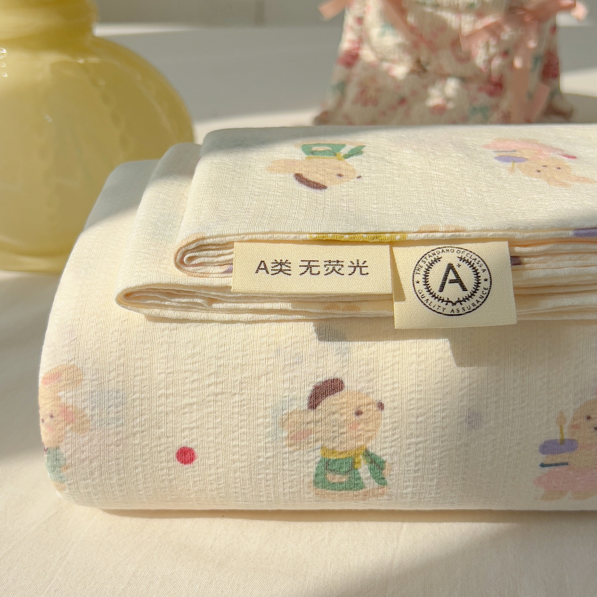 韩巢家纺 2025新款双层纱儿童卡通风床单寝室单人学生宿舍单床单床单单件单品床单 兔子集合