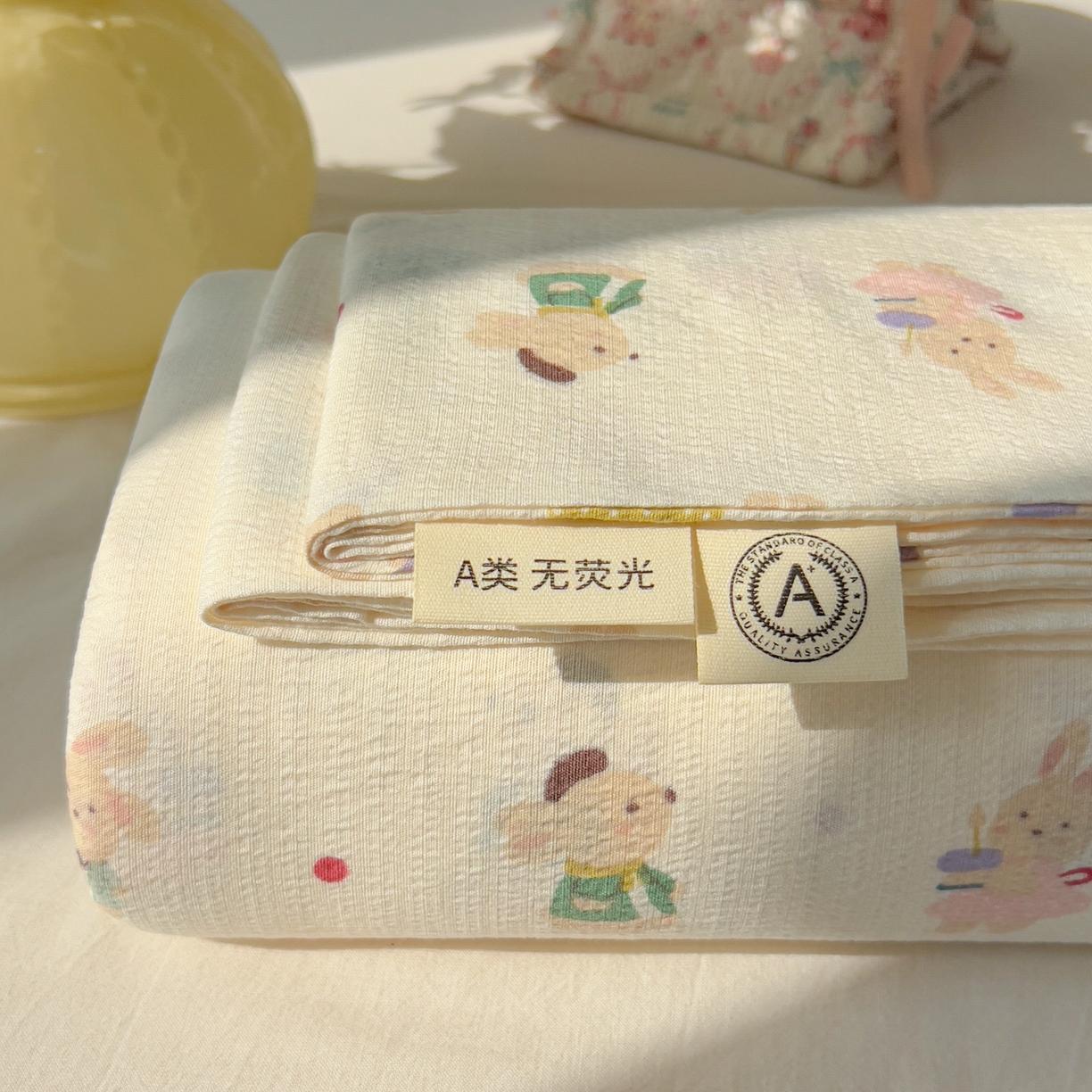 91家纺网 家纺一手货源 找家纺 韩巢家纺 2025新款双层纱儿童卡通风床单寝室单人学生宿舍单床单床单单件单品床单 兔子集合