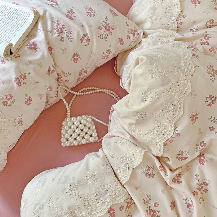 91家纺网 家纺一手货源 找家纺 （总）海岛哥哥 2025新款韩式全棉蕾丝花边软绵绵四件套