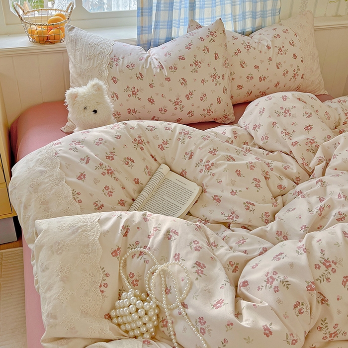 91家纺网 家纺一手货源 找家纺 （总）海岛哥哥 2025新款韩式全棉蕾丝花边软绵绵四件套