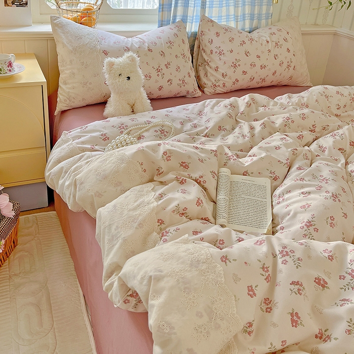 91家纺网 家纺一手货源 找家纺 （总）海岛哥哥 2025新款韩式全棉蕾丝花边软绵绵四件套