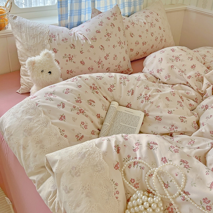 91家纺网 家纺一手货源 找家纺 （总）海岛哥哥 2025新款韩式全棉蕾丝花边软绵绵四件套