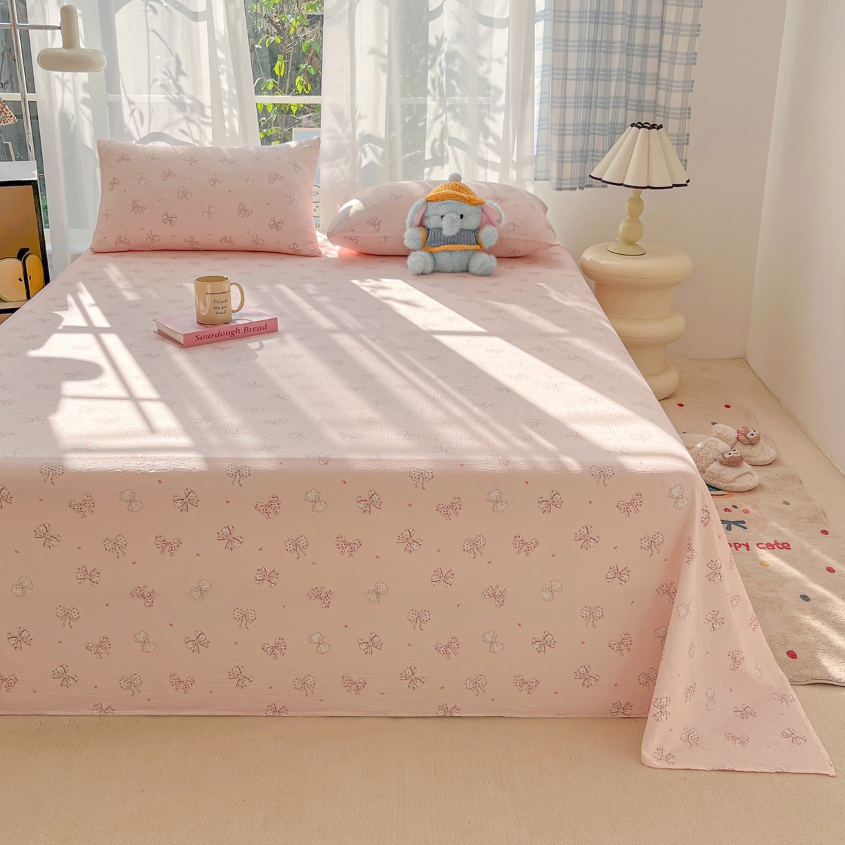 91家纺网 家纺一手货源 找家纺 韩巢家纺 2025新款双层纱儿童卡通风床单寝室单人学生宿舍单床单床单单件单品床单 心愿