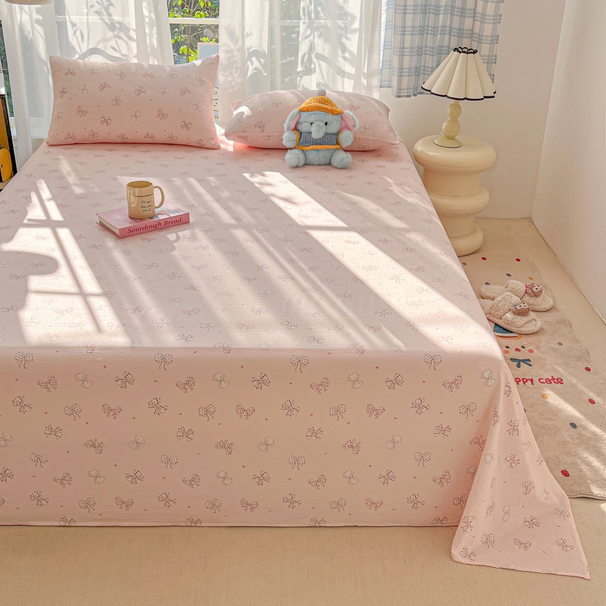 91家纺网 家纺一手货源 找家纺 韩巢家纺 2025新款双层纱儿童卡通风床单寝室单人学生宿舍单床单床单单件单品床单 心愿