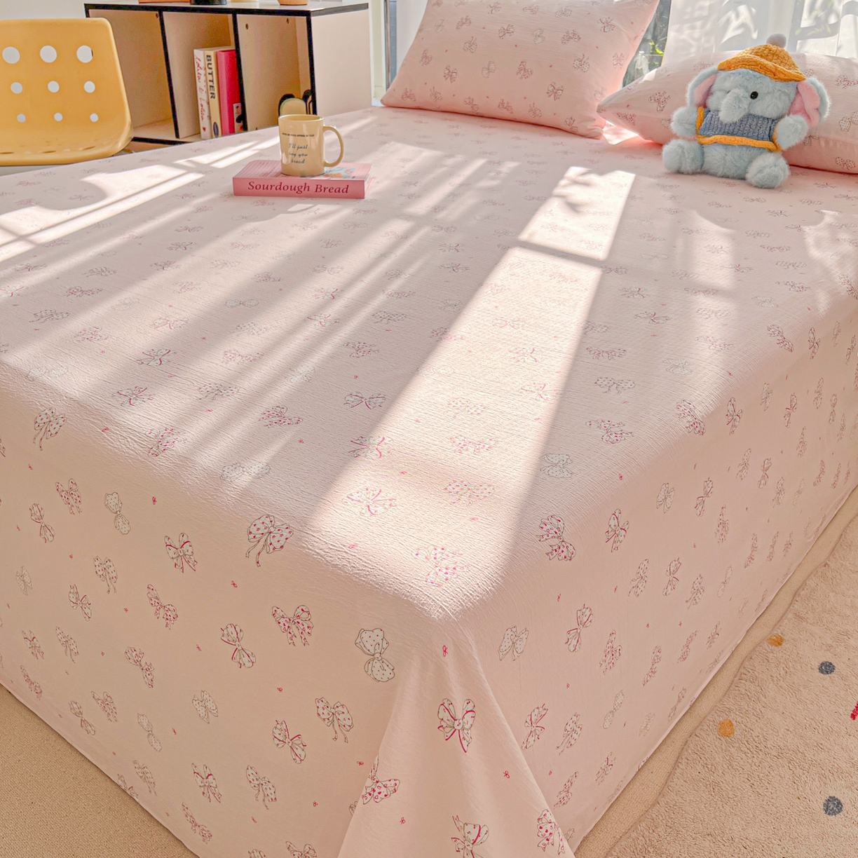 91家纺网 家纺一手货源 找家纺 韩巢家纺 2025新款双层纱儿童卡通风床单寝室单人学生宿舍单床单床单单件单品床单 心愿